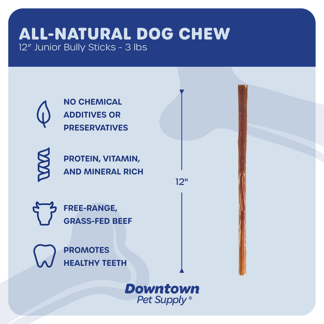 Downtown Pet Supply Bully Sticks for Small Dogs Rawhide Free Dog Chews 12&quot;, 3 Lb