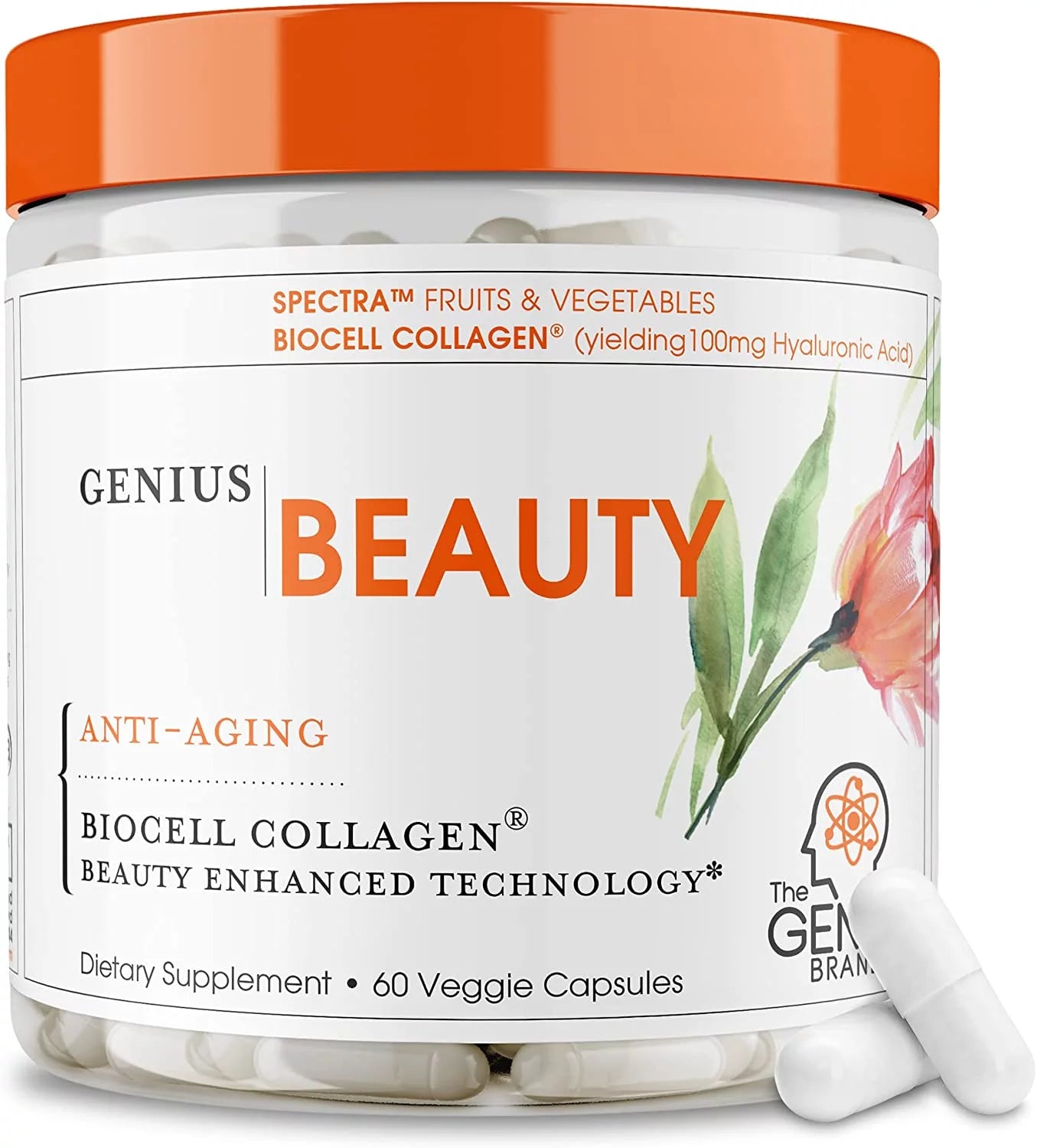 Anti-Aging Dietary Supplement with Collagen Hair, Skin &amp; Nails Support, Genius Beauty by the Genius Brand