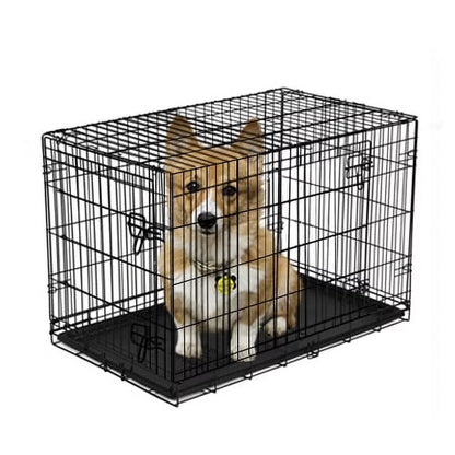 Vibrant Life Double Door Metal Wire 42&quot; Dog Crate, Leak-Proof Pan and Divider for Dogs Upto 90 Lb