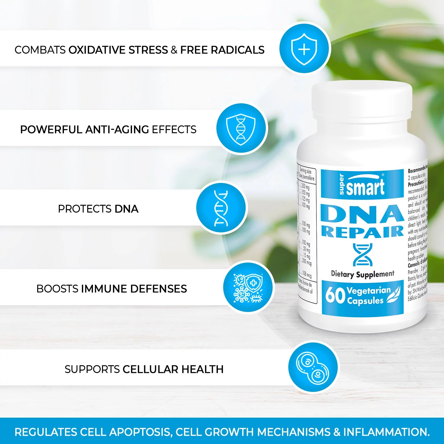 Supersmart - DNA Repair Supplement - Powerful Antioxidant - Cellular Health - Longevity Support | Non-Gmo &amp; Gluten Free - 60 Vegetarian Capsules