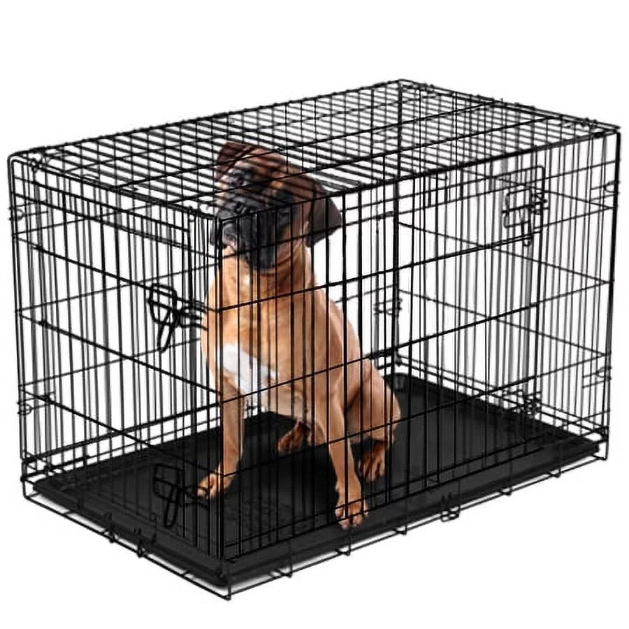 Vibrant Life Double Door Metal Wire 42&quot; Dog Crate, Leak-Proof Pan and Divider for Dogs Upto 90 Lb