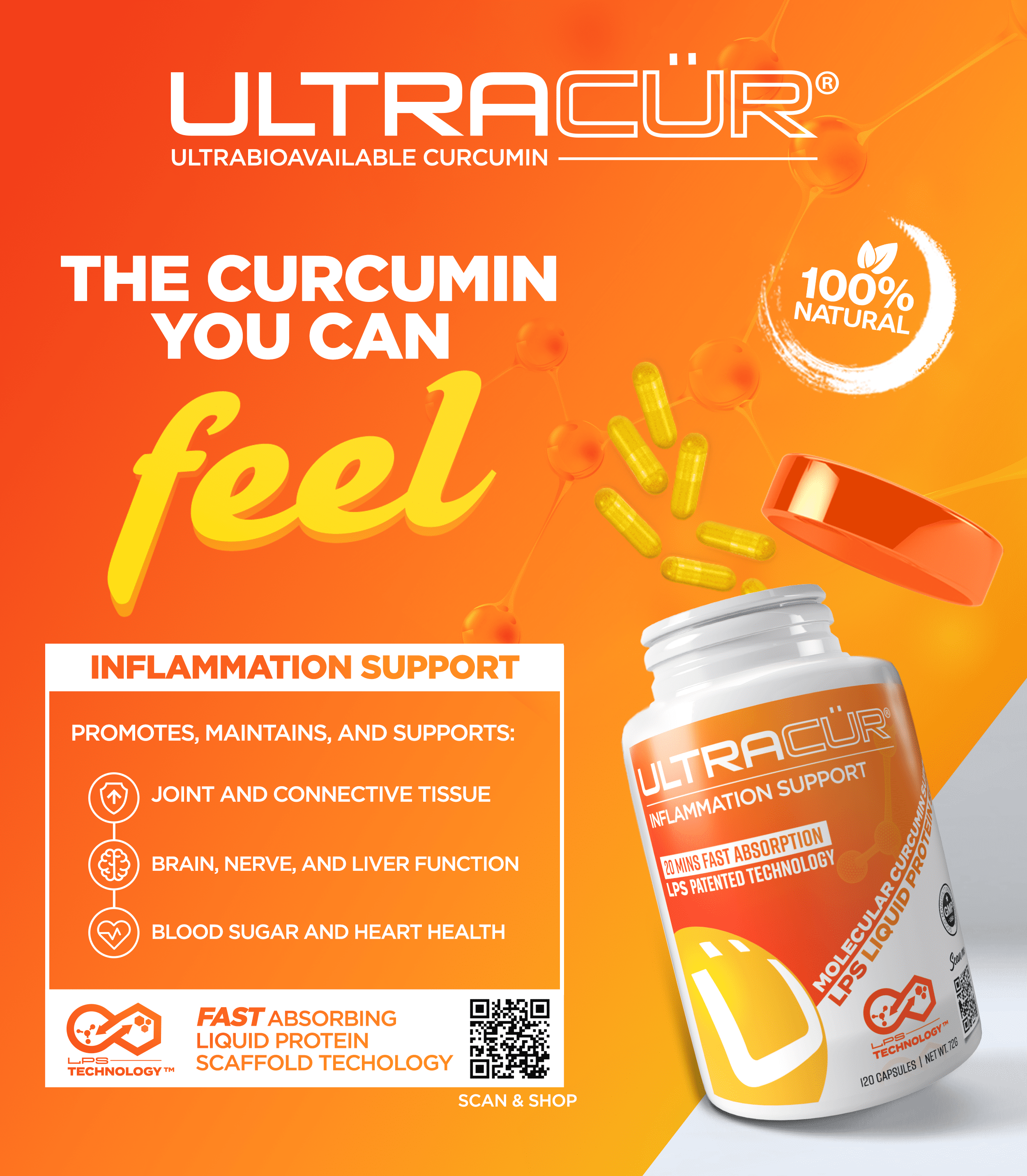 Ultracur - Turmeric Curcumin - Fast Acting Highly Bioavailable Curcumin - &quot;The Curcumin You CAN Feel&quot;™ -120 Vegetarian Capsules. Balance Your Inflammation System Naturally.