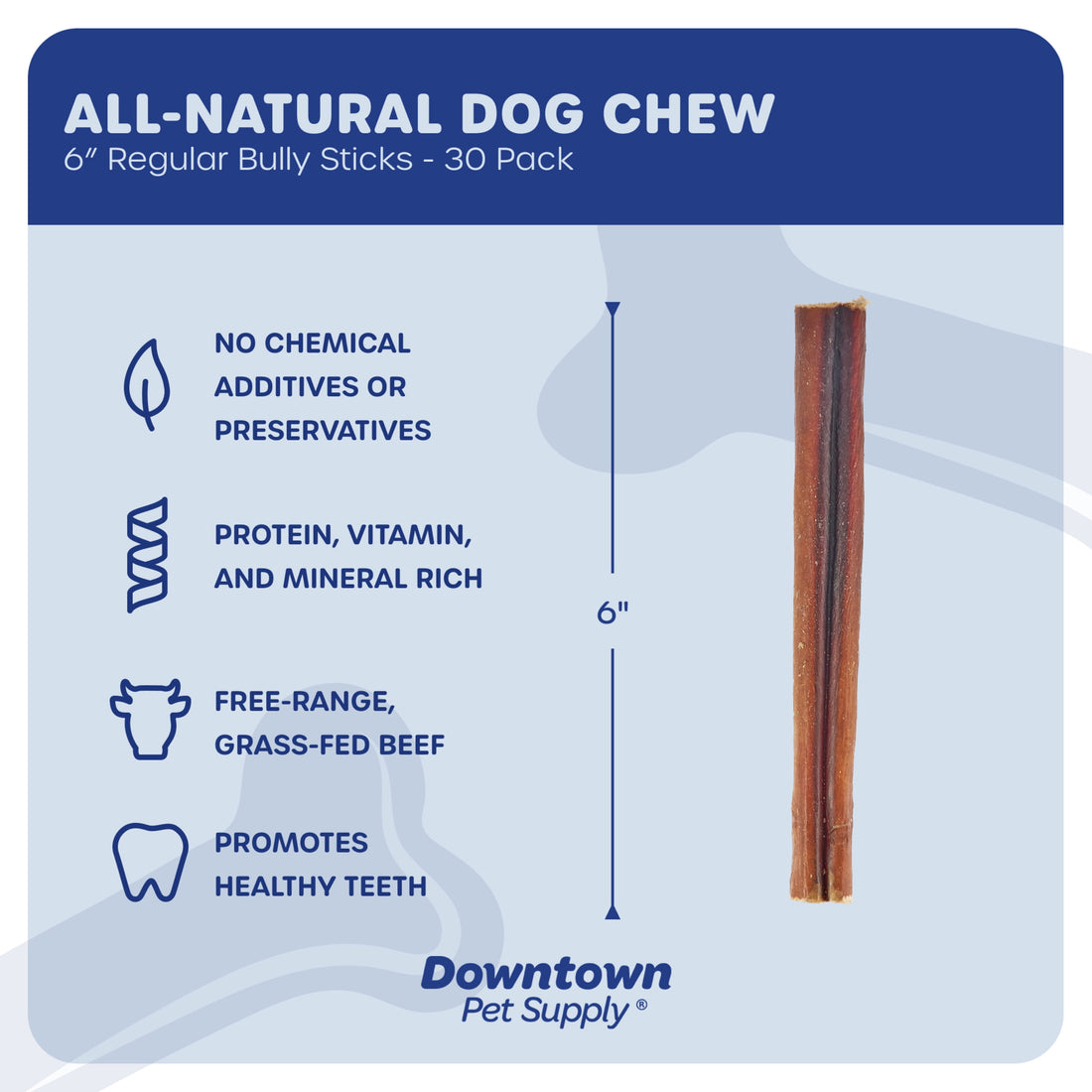 Downtown Pet Supply Bully Sticks for Dogs Free Range Dog Chews 30 Pack