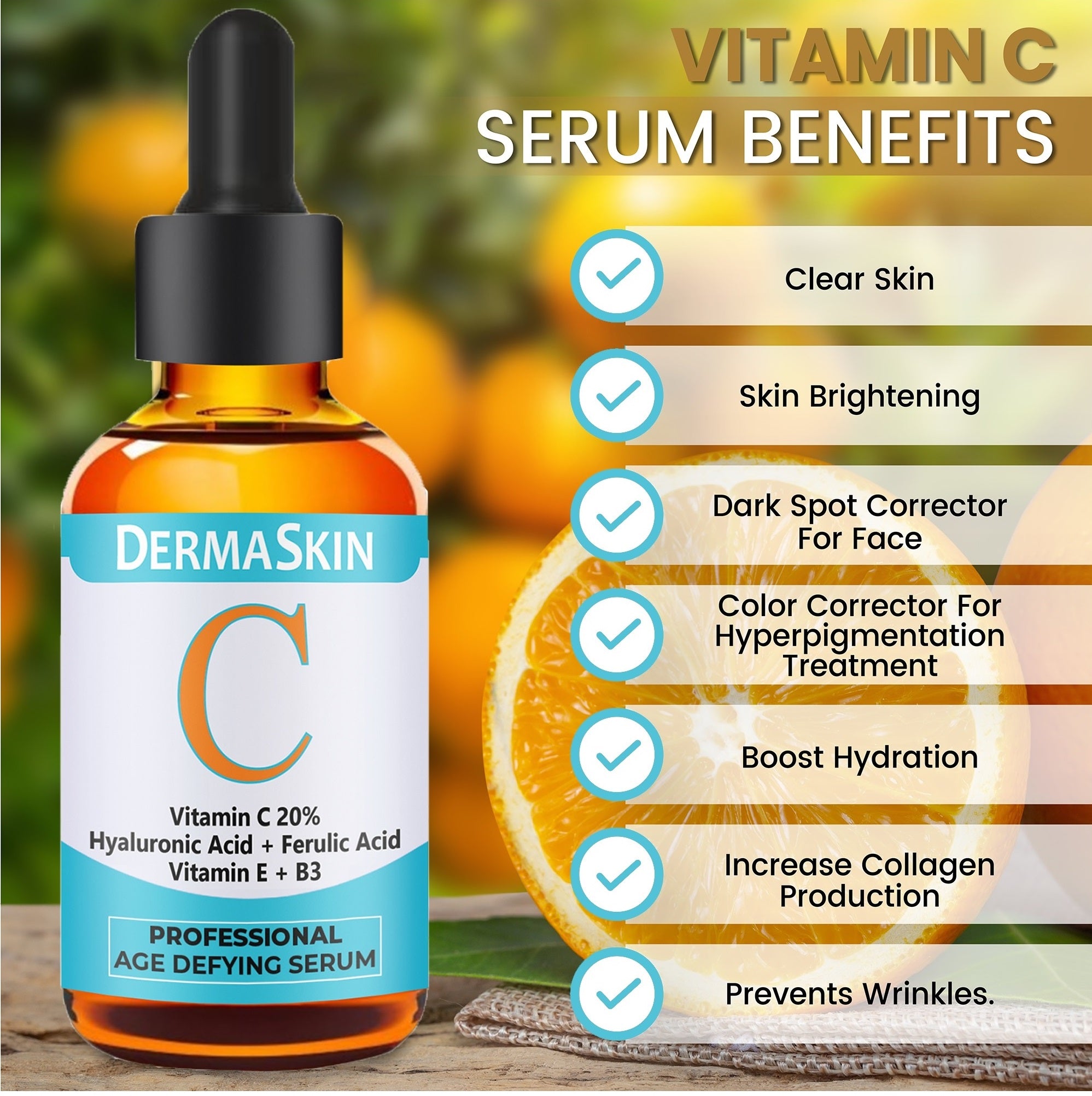 Vitamin C Face Serum With Hyaluronic Acid Facial Serum 1 oz