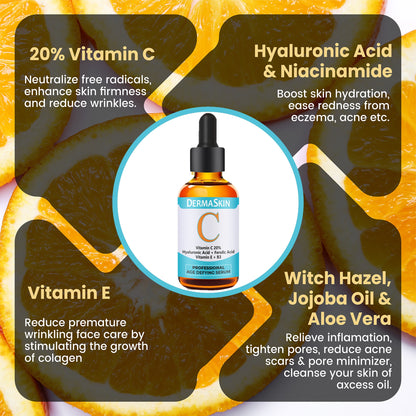 Vitamin C Face Serum With Hyaluronic Acid Facial Serum 1 oz