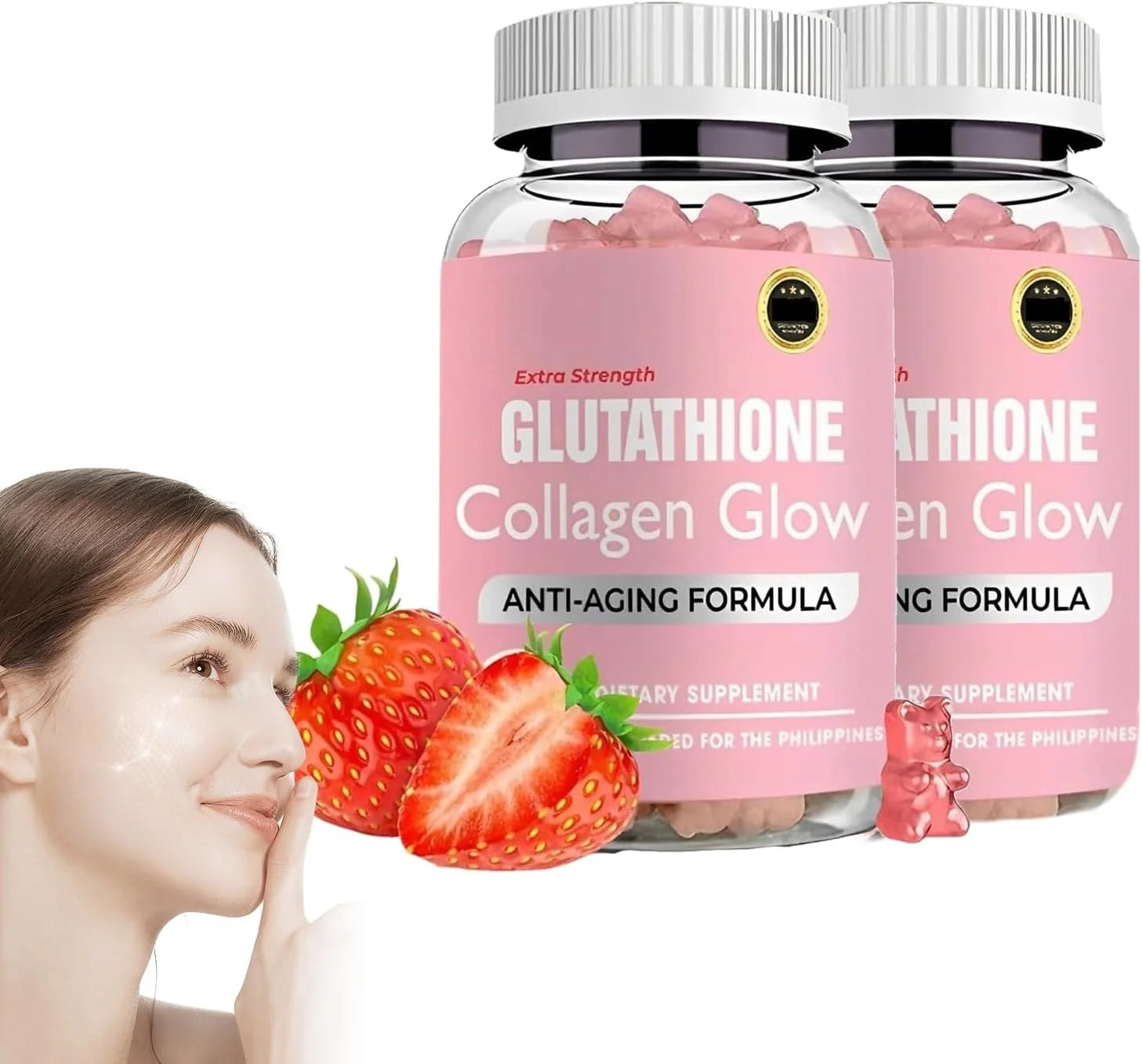 Glutathione Collagen Glow Gummies, Glutathione Collagen Gummies for Women, Glow Beauty Collagen Gummies for Dark Spot, Korean Organic Collagen Gummies for Skin Care Anti-Aging