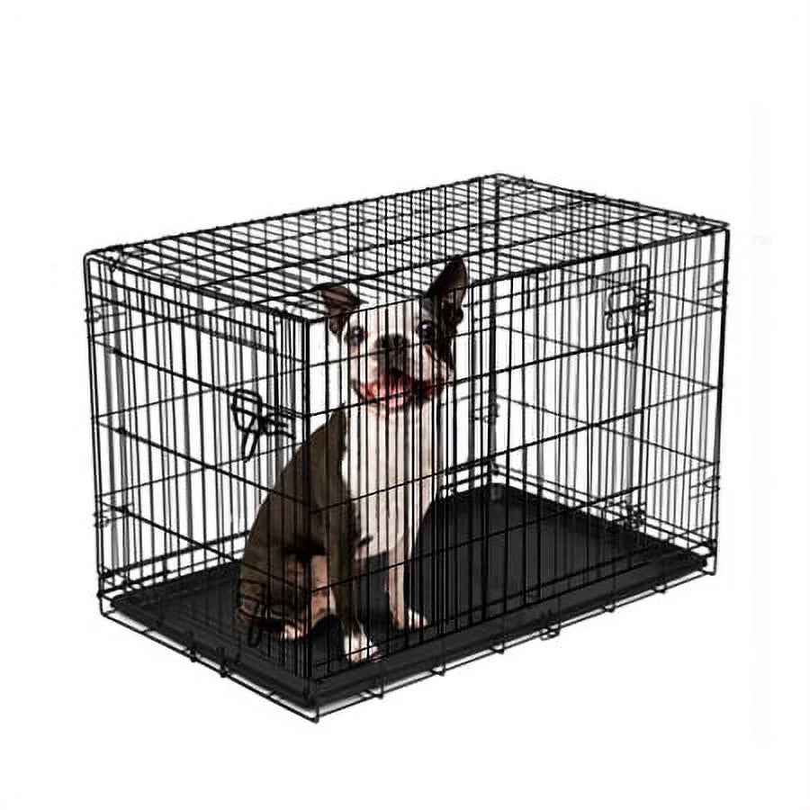 Vibrant Life Double Door Metal Wire 42&quot; Dog Crate, Leak-Proof Pan and Divider for Dogs Upto 90 Lb