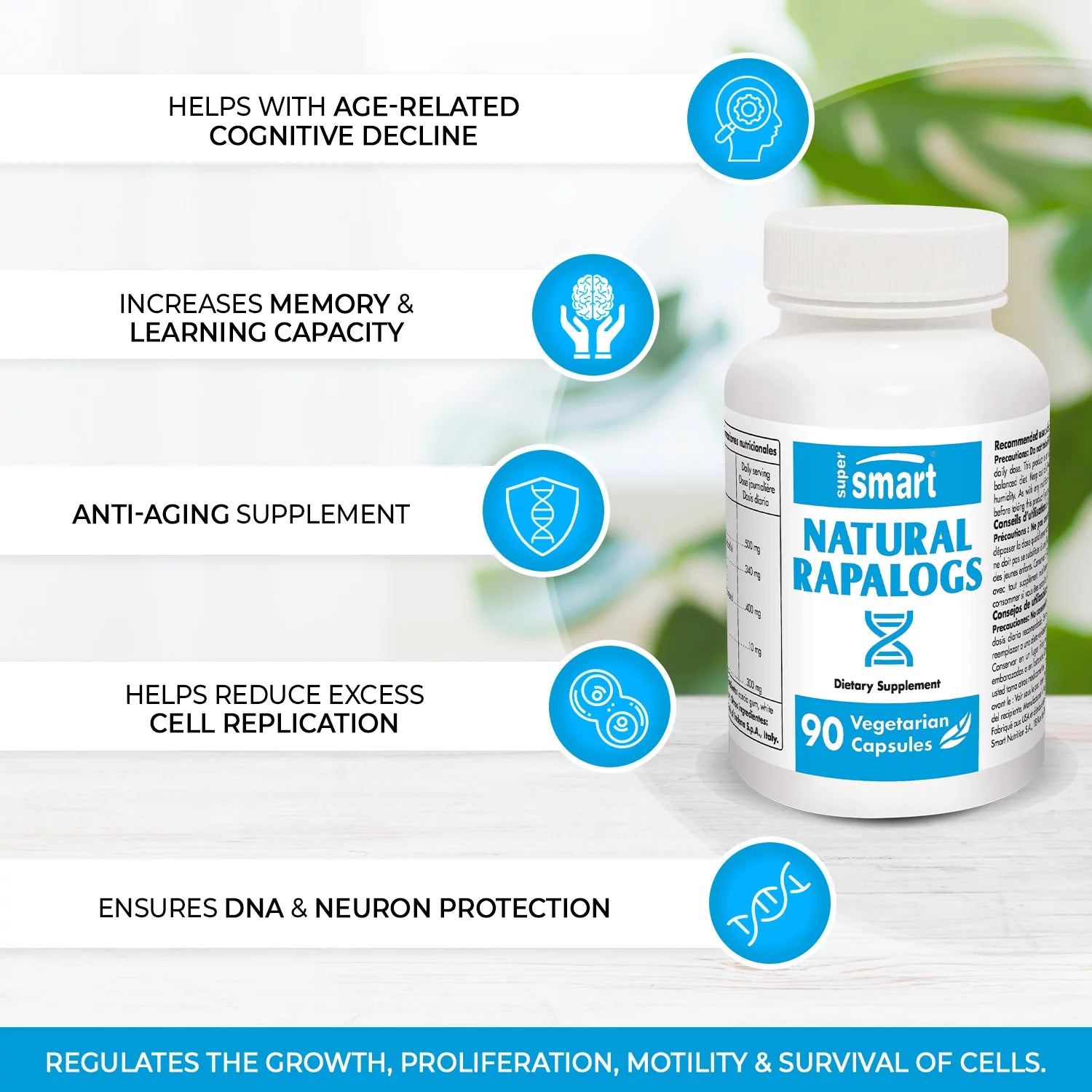 Supersmart - Natural Rapalogs - with Egcg, Trans-Reservatrol, Fisetin - anti Aging Supplement - Longevity &amp; Cells Health | Non-Gmo - 90 Vegetarian Capsules