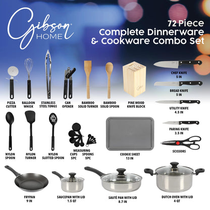 71-Piece Stainless Steel Silver Cookware Combo Set