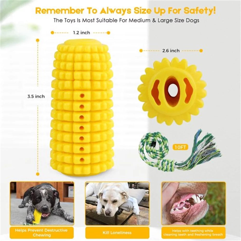 6Pieces Dog Corn-Shaped Toy Puppy Chew Cleaning Teeth Toys Pet Molar Stick Anti-Bite Pet Supplies for Large and Medium-Sized Dogs