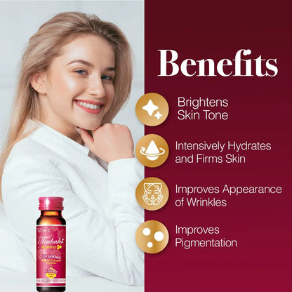 AFC Japan Tsubaki Ageless Beauty Collagen Drink from Japan with 10,000Mg Marine Collagen Peptides + 500Mg Royal Jelly + Hyaluronic Acid + Vitamin Bs &amp; C for Skin Revitalization (1.69Fl.Ozx10Sx3)