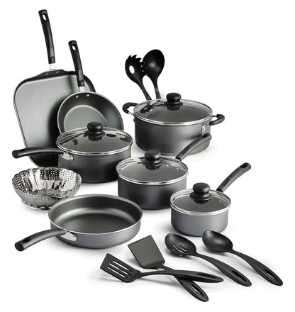 18 Piece Nonstick Pots &amp; Pans Cookware Set Kitchen Kitchenware Cooking NEW (GRAY)