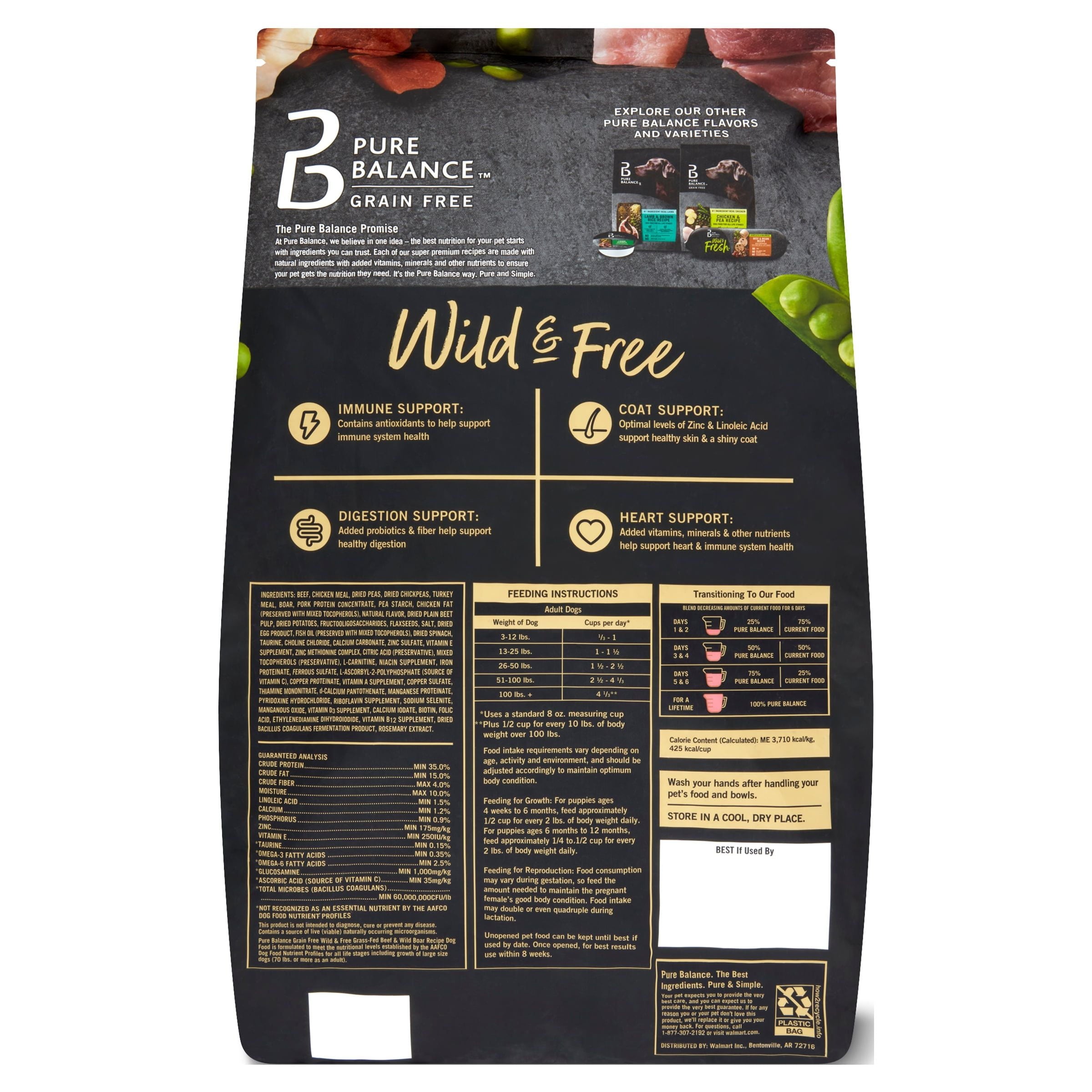 Pure Balance Wild &amp; Free Beef &amp; Wild Boar Recipe Dry Dog Food, Grain-Free, 24 Lbs