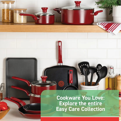 Easy Care 12-Piece Non-Stick Cookware Set, Pots and Pans, Red