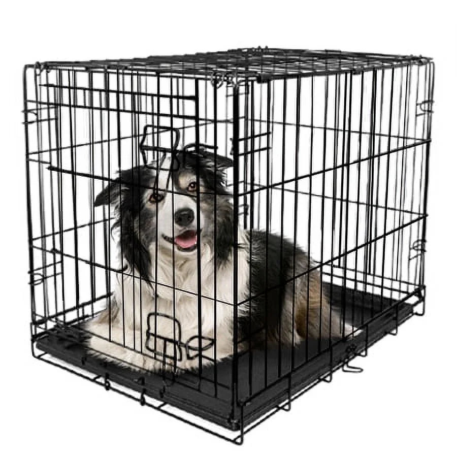 Vibrant Life Double Door Metal Wire 42&quot; Dog Crate, Leak-Proof Pan and Divider for Dogs Upto 90 Lb