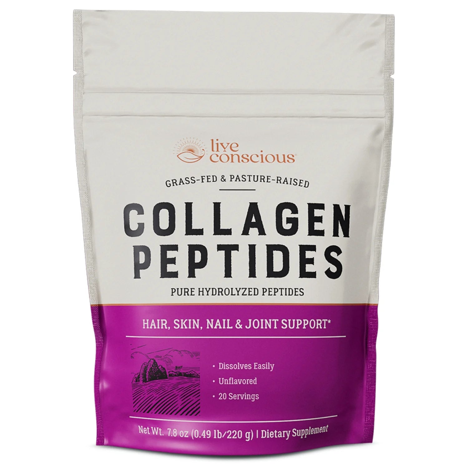 Live Conscious Collagen Peptides Hydrolyzed Powder, 11 G, 82 Servings (2-Pack)