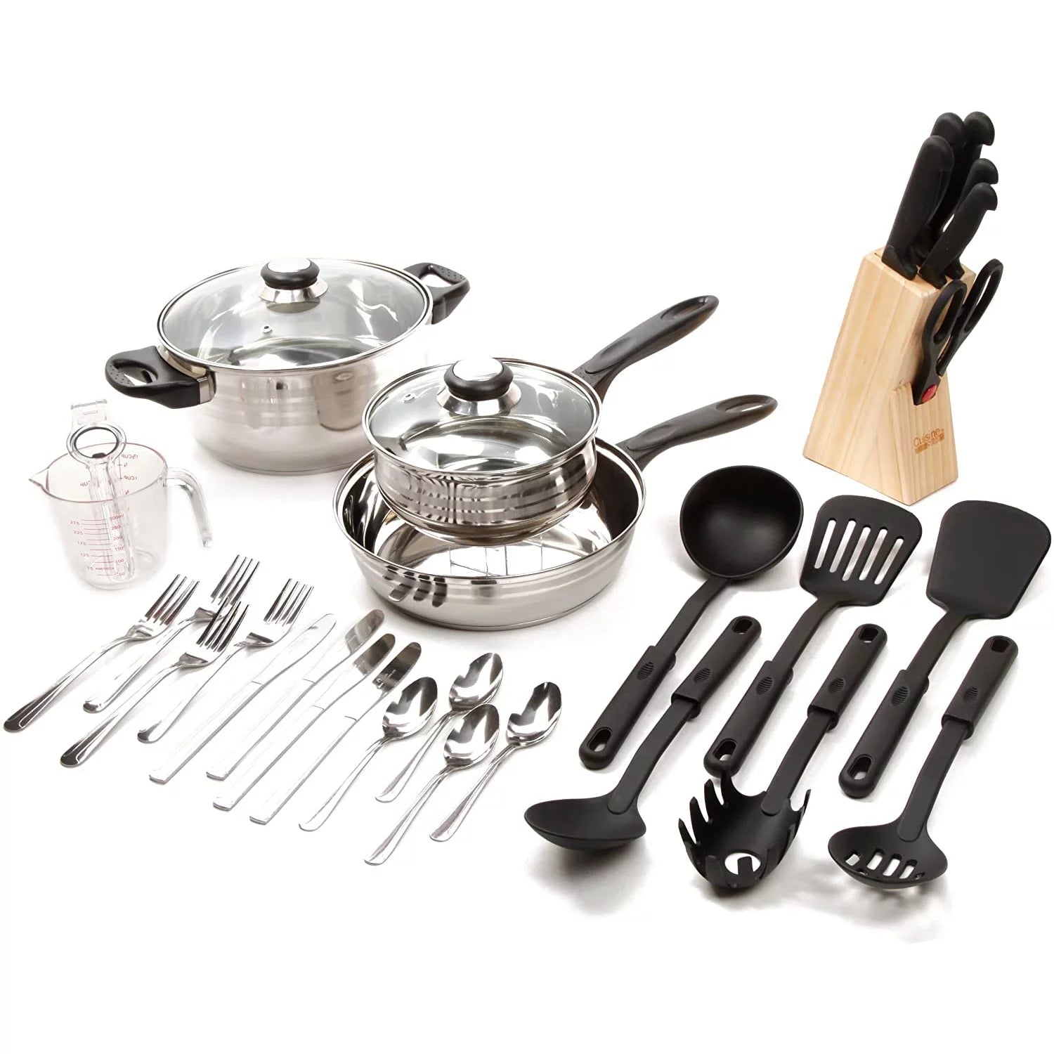 Value Lybra 32 Piece Kitchen Cookware Combination Set, Stainless Steel