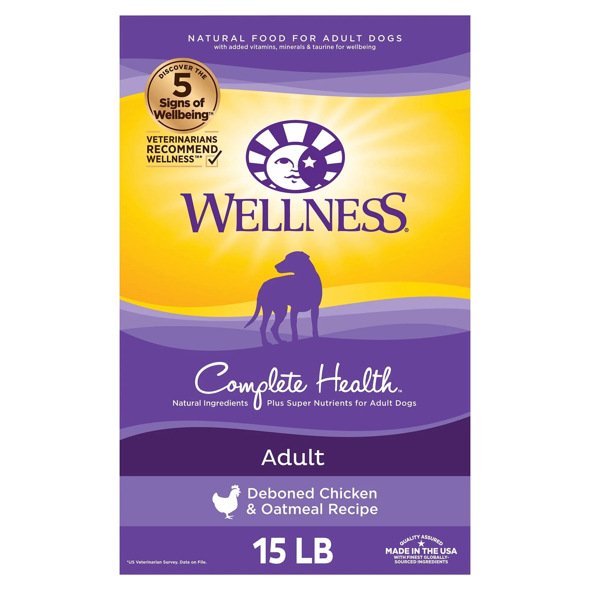 Wellness Complete Health Natural Dry Dog Food, Chicken &amp; Oatmeal, 30-Pound Bag