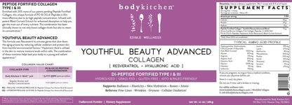 Body Kitchen Youthful Beauty Advanced Collagen Peptides Powder Supplement, Unflavored, 30 Servings