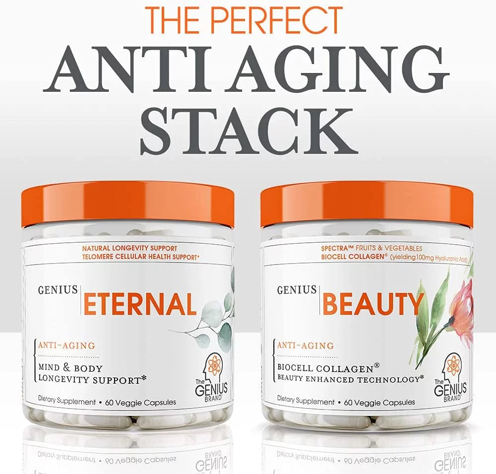 Anti-Aging Dietary Supplement with Collagen Hair, Skin &amp; Nails Support, Genius Beauty by the Genius Brand