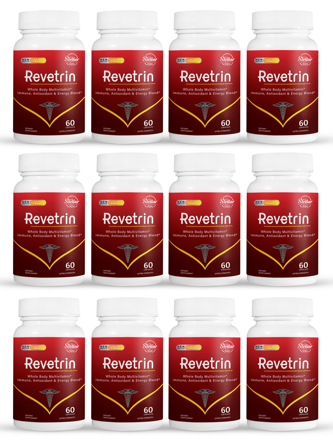 12 Pack Revetrin Total Body Renewal Anti-Aging Antioxidant Supplement-60 Capsules X12