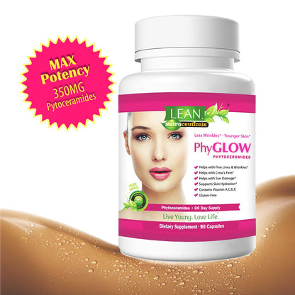 Phytoceramides 350Mg 90 Caps 90 Days Reduce Wrinkle and Look Younger Phyglow Natural Supplements by LEAN Nutraceuticals