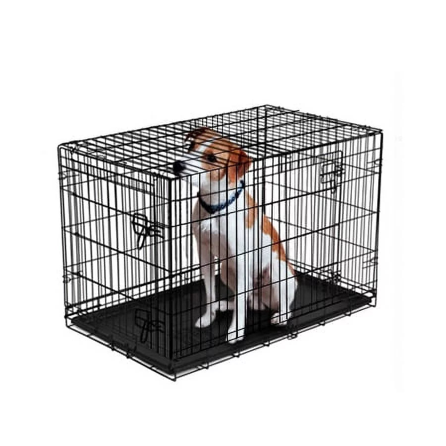 Vibrant Life Double Door Metal Wire 42&quot; Dog Crate, Leak-Proof Pan and Divider for Dogs Upto 90 Lb