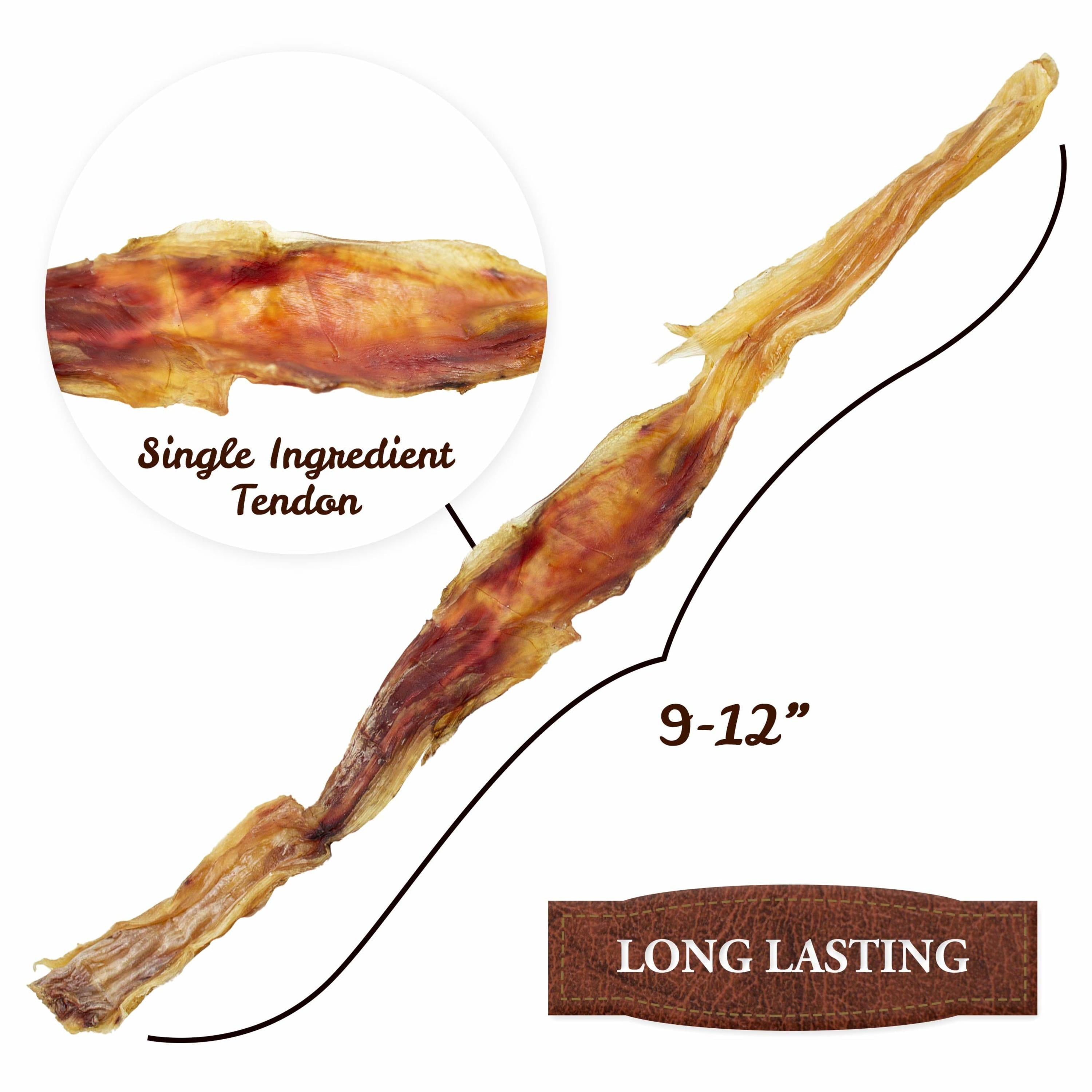 Downtown Pet Supply Dog Treats Beef Tendons Dog Chews 9-12&quot; Long, 25 Pack