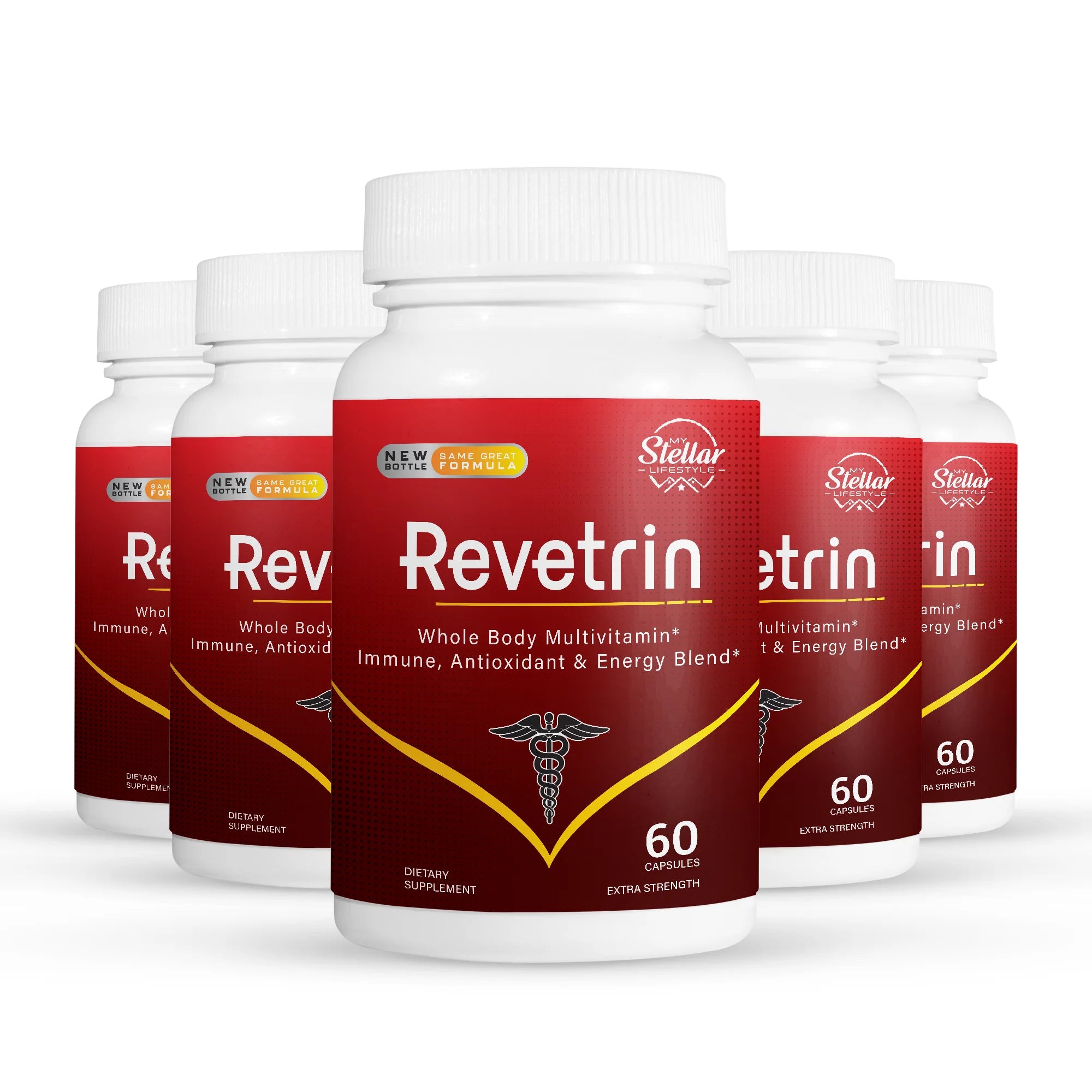 5 Pack Revetrin Total Body Renewal Anti-Aging Antioxidant Supplement-60 Capsules X5