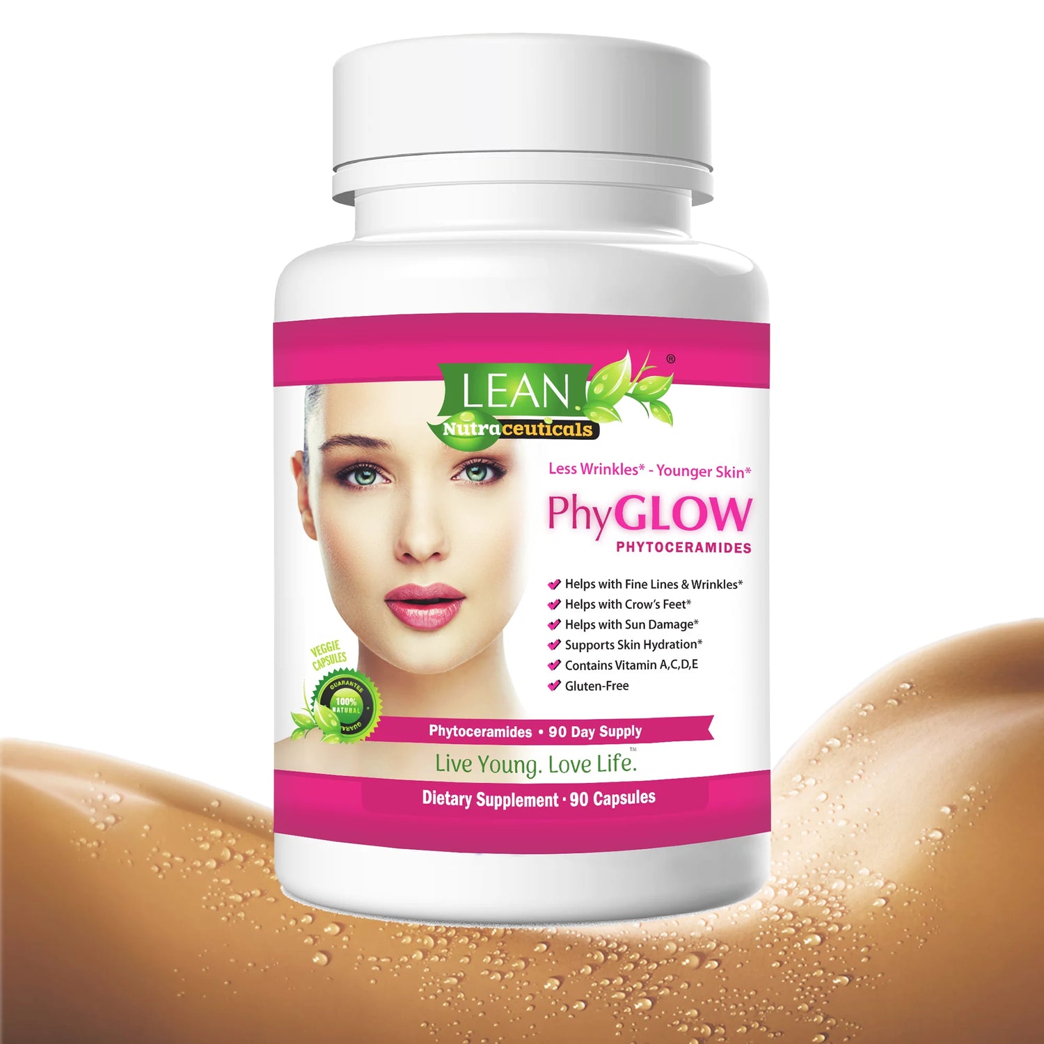 Phytoceramides 350Mg 90 Caps 90 Days Reduce Wrinkle and Look Younger Phyglow Natural Supplements by LEAN Nutraceuticals