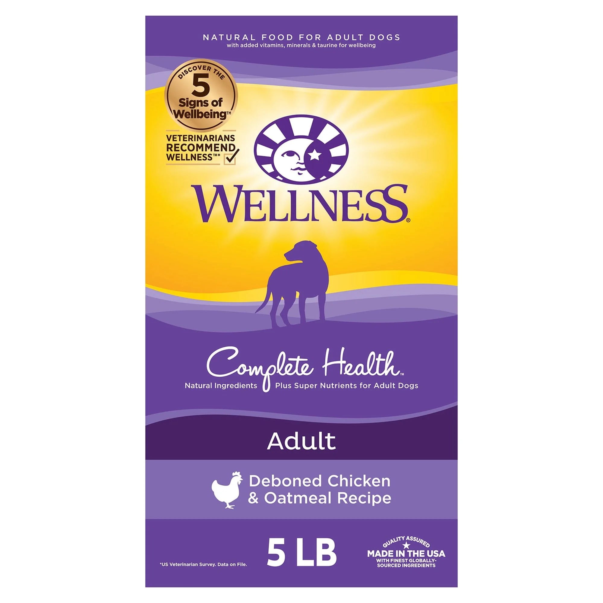 Wellness Complete Health Natural Dry Dog Food, Chicken &amp; Oatmeal, 30-Pound Bag