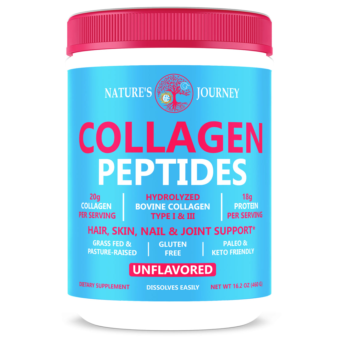 Grass Fed Collagen Peptides Powder - Paleo &amp; Keto Friendly, Non-GMO, 16.2oz