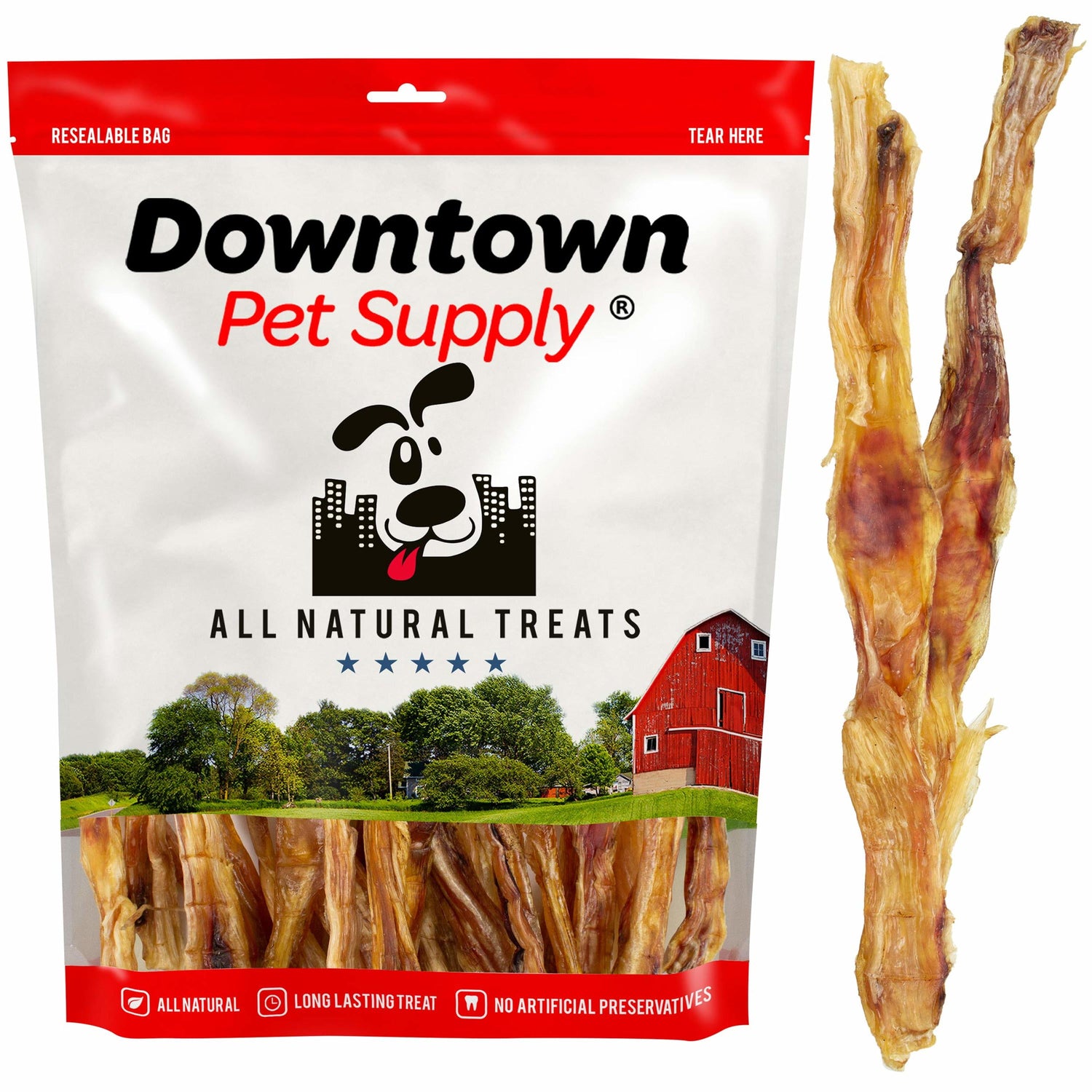 Downtown Pet Supply Dog Treats Beef Tendons Dog Chews 9-12&quot; Long, 25 Pack