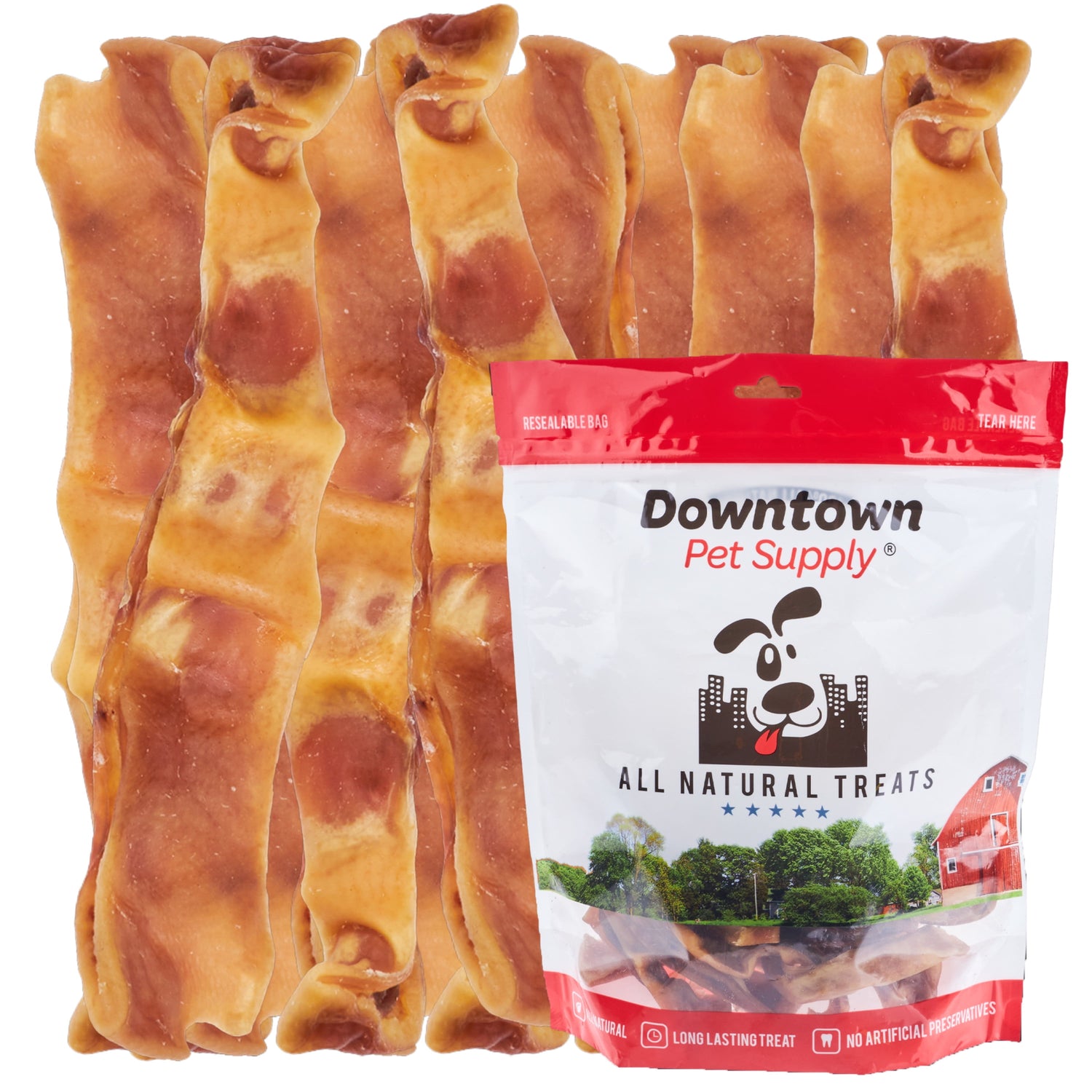 Downtown Pet Supply Pig Ears for Dogs, Long Lasting Pig Ear Strips 5Lb