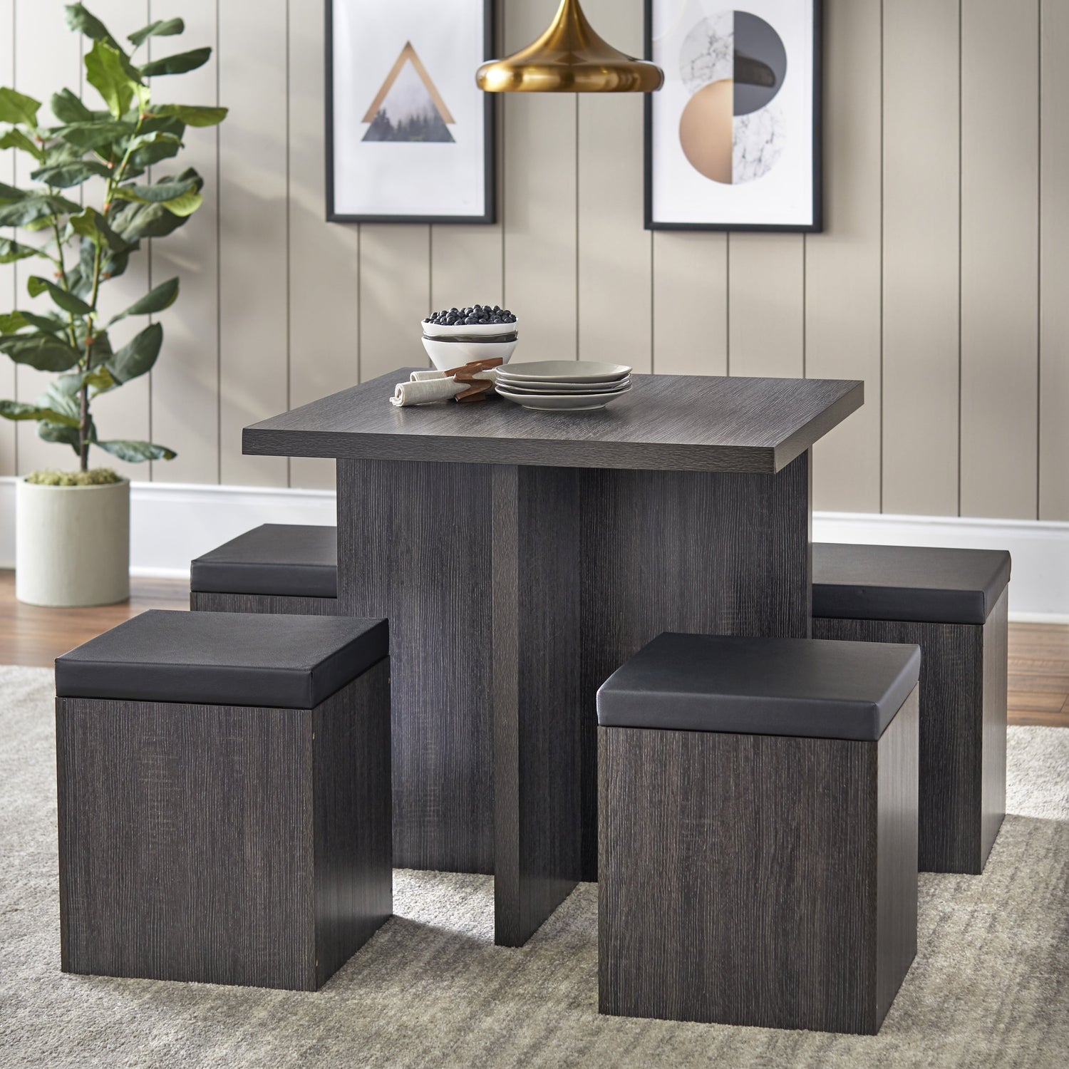 5-Piece Dexter Dining Room/Kitchen Set with Storage Ottoman