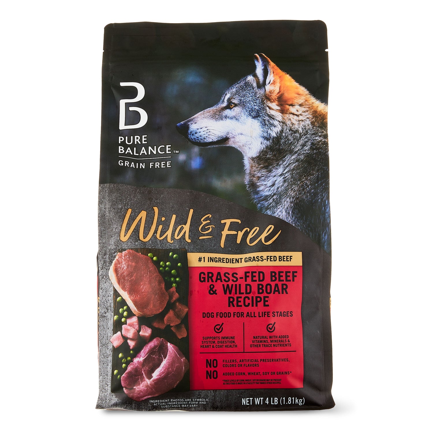 Pure Balance Wild &amp; Free Beef &amp; Wild Boar Recipe Dry Dog Food, Grain-Free, 24 Lbs