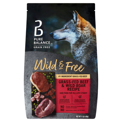 Pure Balance Wild &amp; Free Beef &amp; Wild Boar Recipe Dry Dog Food, Grain-Free, 24 Lbs