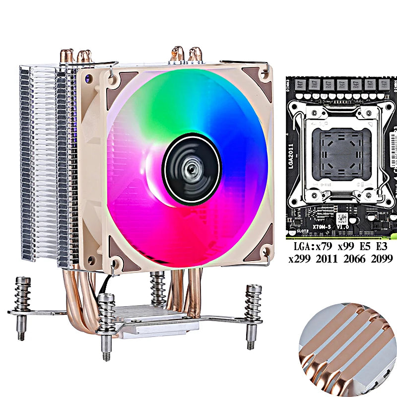 Radiator 4 Heat Pipe Air-cooled CPU Cooling Fan Efficient Cooler Suitable For Installing LGA2011 x79 x99 E3 E5 2066 Color Lights