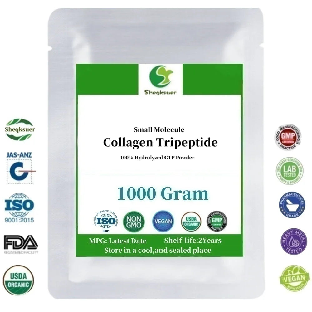 50-1000g 100% Hydrolyzed CTP Collagen Tripeptide Powder,Food/Cosmetic Grade,Reduce Wrinkle,Skin Whitening and Smooth,Delay Aging