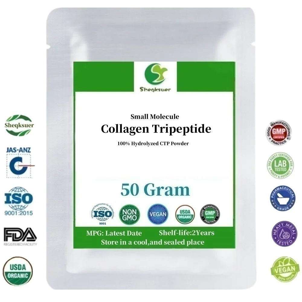 50-1000g 100% Hydrolyzed CTP Collagen Tripeptide Powder,Food/Cosmetic Grade,Reduce Wrinkle,Skin Whitening and Smooth,Delay Aging