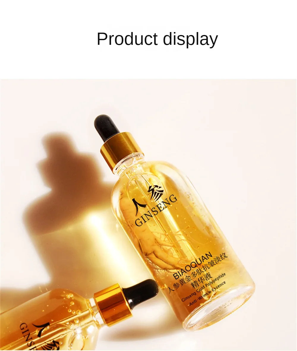 100ml Golden Ginseng Essences Polypeptide Anti-wrinkle Face Serum Fade Fine Lines Hyaluronic Acid Moisturizing Facial Skin Care