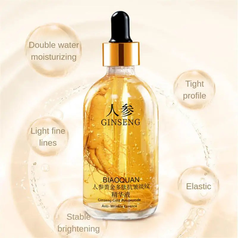 100ml Golden Ginseng Essences Polypeptide Anti-wrinkle Face Serum Fade Fine Lines Hyaluronic Acid Moisturizing Facial Skin Care