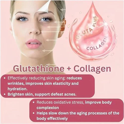 Glutathione Collagen Glow Gummies, Glutathione Collagen Gummies for Women, Glow Beauty Collagen Gummies for Dark Spot, Korean Organic Collagen Gummies for Skin Care Anti-Aging