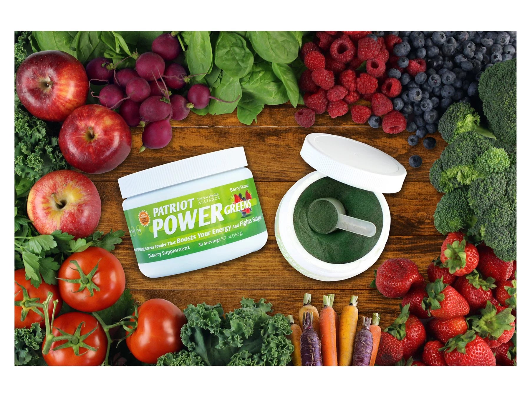 Patriot Power Greens: Green Drink - Organic Superfood Dietary Supplement - 40+ Fruits &amp; Vegetables - 60 Day Supply