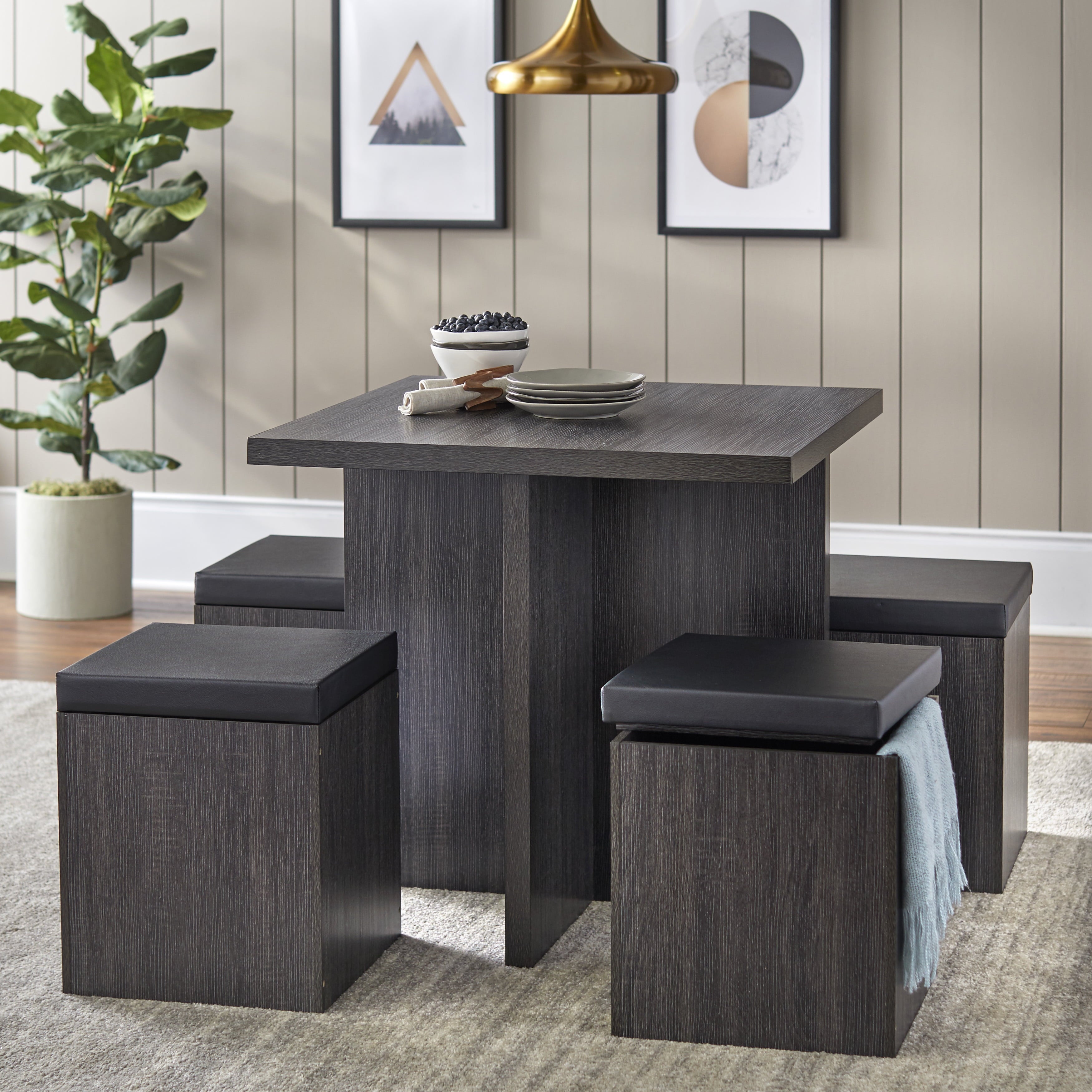 5-Piece Dexter Dining Room/Kitchen Set with Storage Ottoman