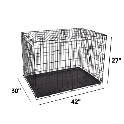 Vibrant Life Double Door Metal Wire 42&quot; Dog Crate, Leak-Proof Pan and Divider for Dogs Upto 90 Lb