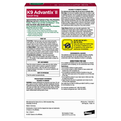 K9 Advantix II Monthly Flea &amp; Tick Prevention for Small Dogs 4-10 Lbs, 6-Monthly Treatment