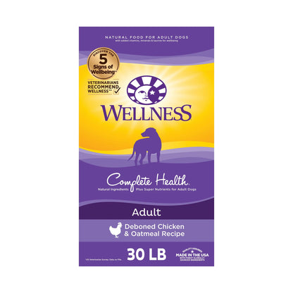 Wellness Complete Health Natural Dry Dog Food, Chicken &amp; Oatmeal, 30-Pound Bag