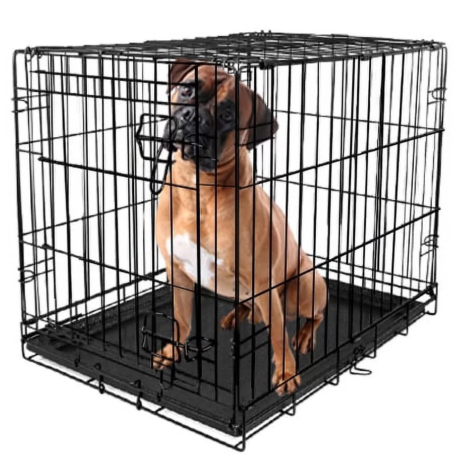 Vibrant Life Double Door Metal Wire 42&quot; Dog Crate, Leak-Proof Pan and Divider for Dogs Upto 90 Lb