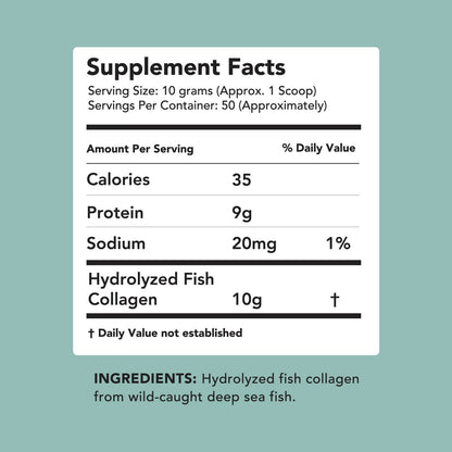 Premium Anti-Aging Marine Collagen Powder 17.6 Oz | Wild-Caught Hydrolyzed Fish Collagen Peptides | Type 1 &amp; 3 Collagen Protein Supplement | Amino Acids for Skin, Hair, Nails | Paleo Friendly, Non-Gmo